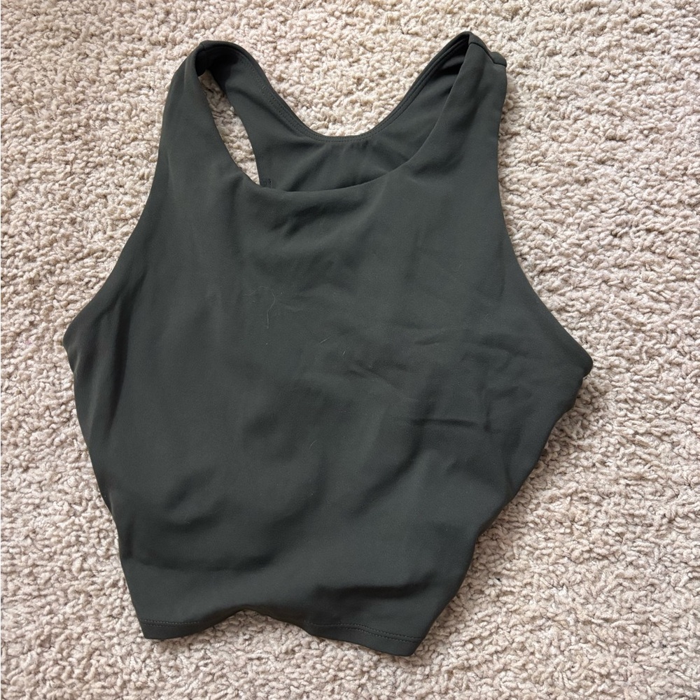 Olive green crazy yoga tank top size adult small